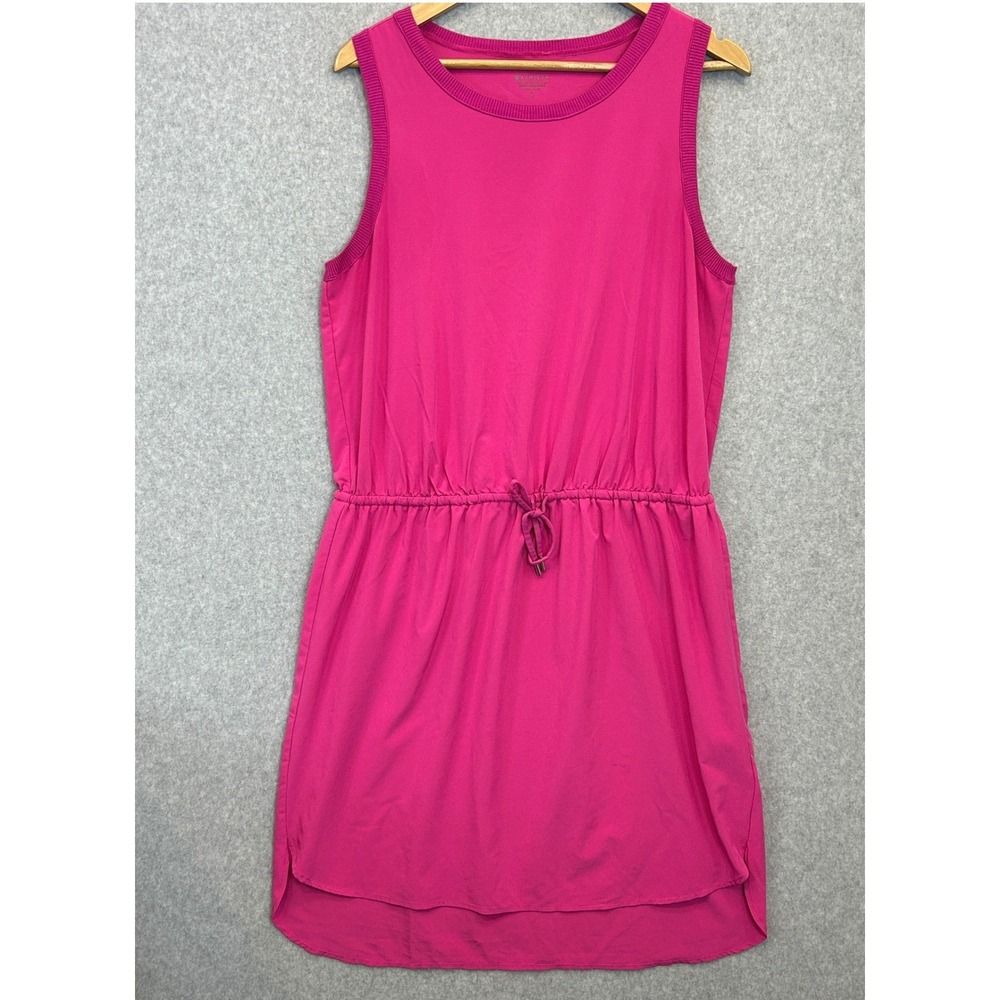 Athleta Large Rincon Dress Pink Sleeveless Drawstring Waist Sporty Casual READ
